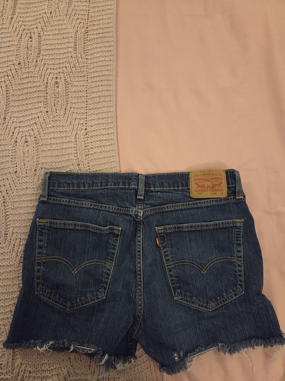 Levi's Blue Denim Frayed Boyfriend Shorts